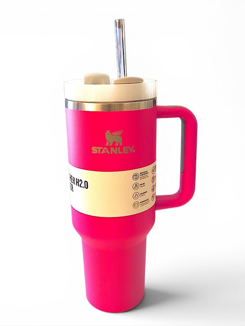 Stanley 40oz Quencher H2.0 Tumbler Bright Pink NWT With Box